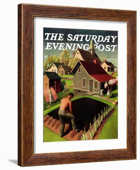 "Spring 1942," Saturday Evening Post Cover, April 18, 1942-Grant Wood-Framed Giclee Print