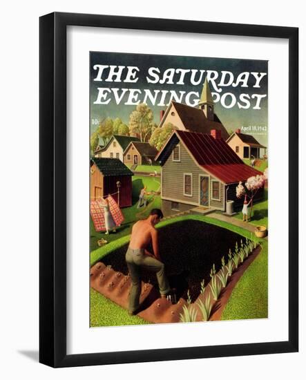 "Spring 1942," Saturday Evening Post Cover, April 18, 1942-Grant Wood-Framed Giclee Print