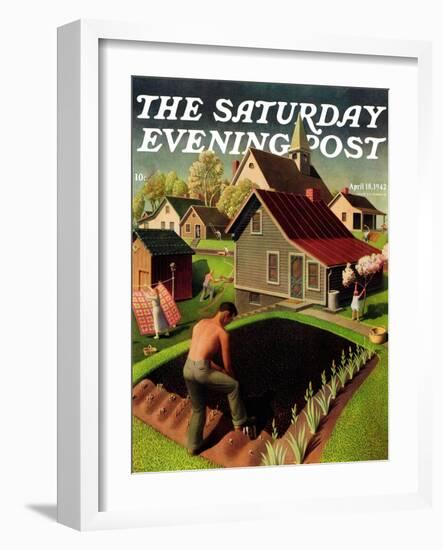 "Spring 1942," Saturday Evening Post Cover, April 18, 1942-Grant Wood-Framed Giclee Print