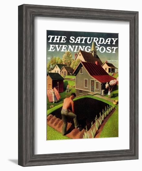 "Spring 1942," Saturday Evening Post Cover, April 18, 1942-Grant Wood-Framed Giclee Print