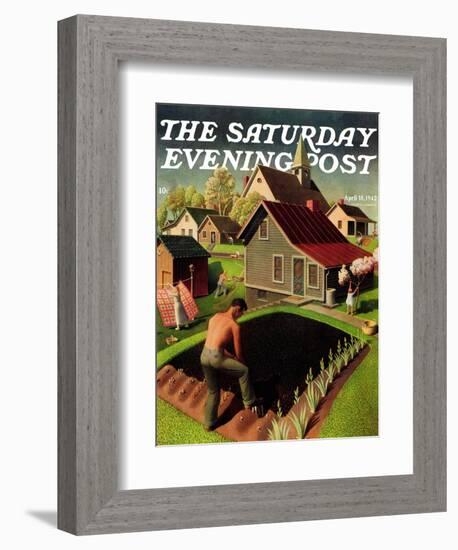 "Spring 1942," Saturday Evening Post Cover, April 18, 1942-Grant Wood-Framed Giclee Print