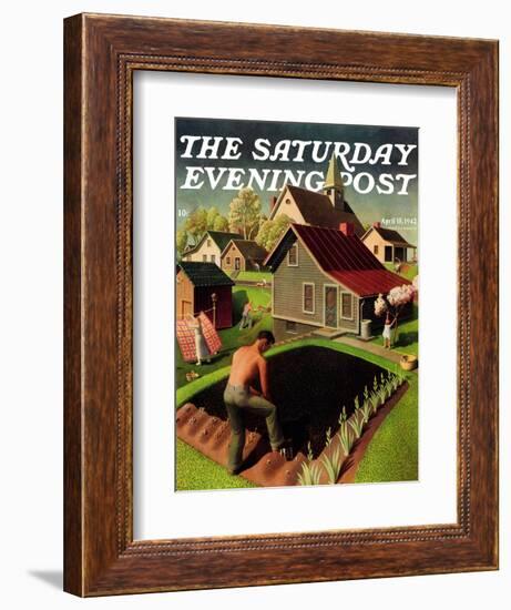 "Spring 1942," Saturday Evening Post Cover, April 18, 1942-Grant Wood-Framed Giclee Print