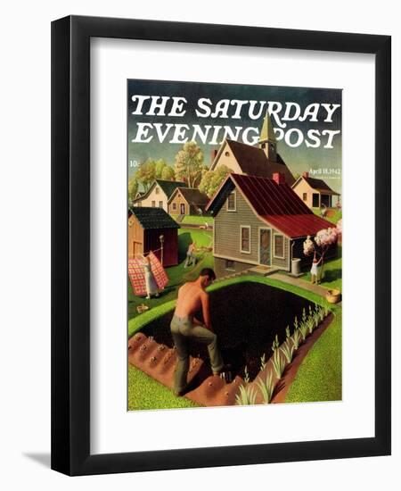 "Spring 1942," Saturday Evening Post Cover, April 18, 1942-Grant Wood-Framed Giclee Print