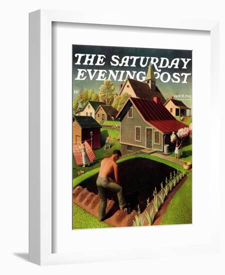 "Spring 1942," Saturday Evening Post Cover, April 18, 1942-Grant Wood-Framed Giclee Print