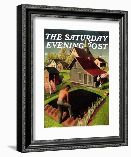 "Spring 1942," Saturday Evening Post Cover, April 18, 1942-Grant Wood-Framed Giclee Print