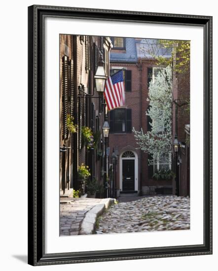 Spring, Acorn Street, Beacon Hill, Boston, Massachusetts, USA-Walter Bibikow-Framed Photographic Print