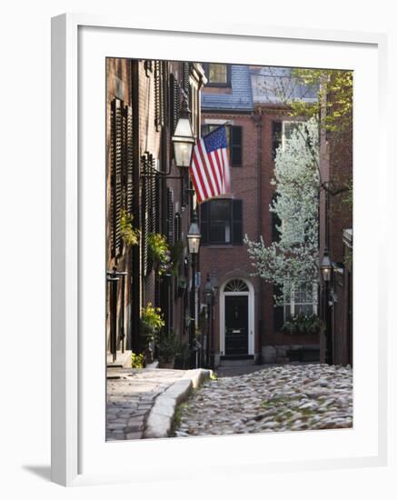 Spring, Acorn Street, Beacon Hill, Boston, Massachusetts, USA-Walter Bibikow-Framed Photographic Print