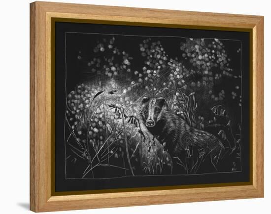 Spring Badger, 2023, (Etching)-Helen White-Framed Premier Image Canvas