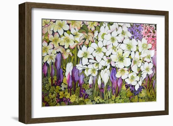 Spring Border: Hellebores, Crocus and Violets-Joan Thewsey-Framed Giclee Print