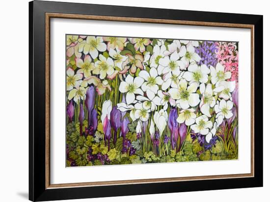 Spring Border: Hellebores, Crocus and Violets-Joan Thewsey-Framed Giclee Print