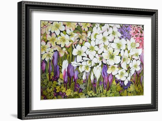 Spring Border: Hellebores, Crocus and Violets-Joan Thewsey-Framed Giclee Print