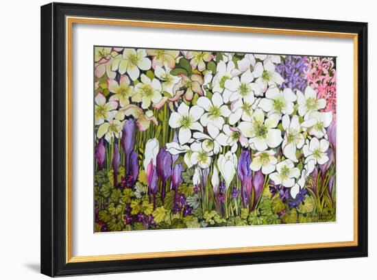 Spring Border: Hellebores, Crocus and Violets-Joan Thewsey-Framed Giclee Print