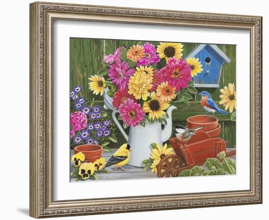 Spring Bouquet with Birds-William Vanderdasson-Framed Giclee Print