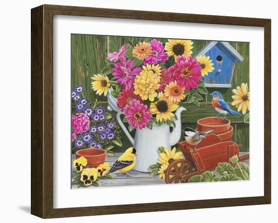 Spring Bouquet with Birds-William Vanderdasson-Framed Giclee Print