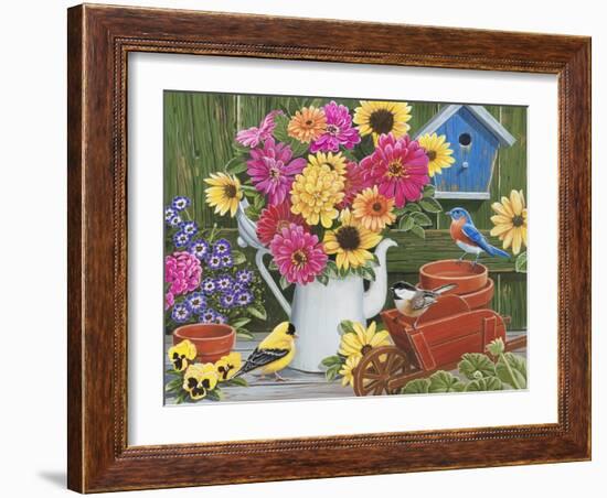 Spring Bouquet with Birds-William Vanderdasson-Framed Giclee Print