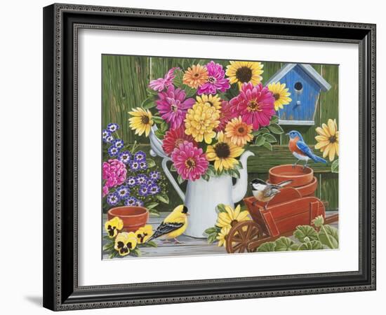 Spring Bouquet with Birds-William Vanderdasson-Framed Giclee Print