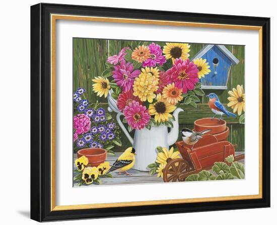 Spring Bouquet with Birds-William Vanderdasson-Framed Giclee Print