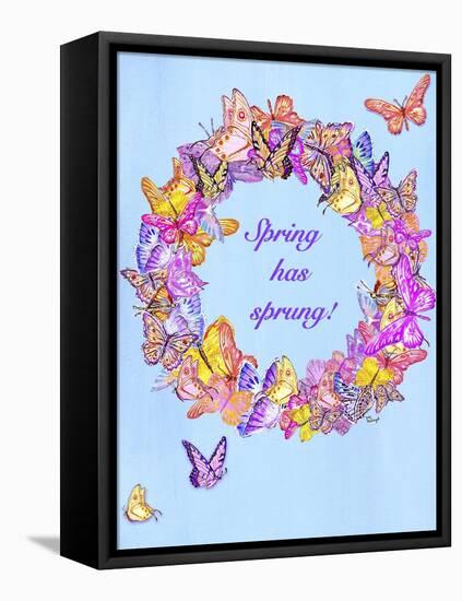 Spring Butterfly Wreath-Judy Mastrangelo-Framed Premier Image Canvas