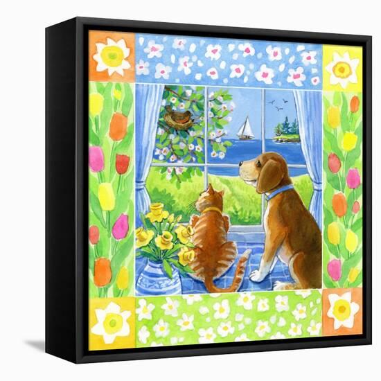 Spring Cat and Dog-Geraldine Aikman-Framed Premier Image Canvas