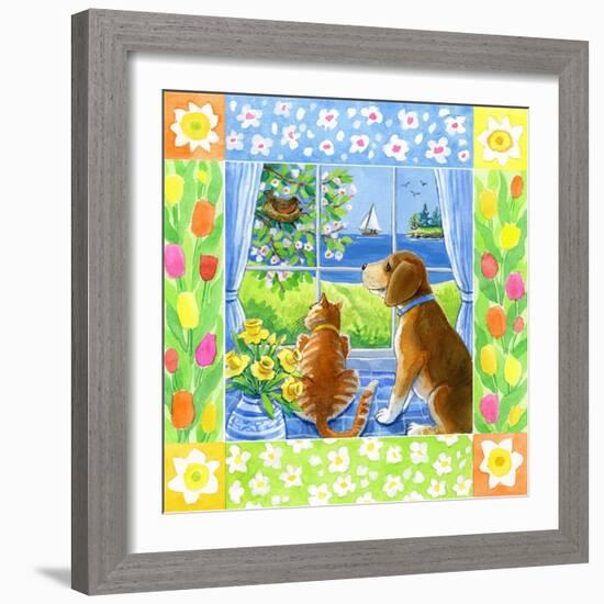 Spring Cat and Dog-Geraldine Aikman-Framed Giclee Print