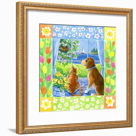 Spring Cat and Dog-Geraldine Aikman-Framed Giclee Print