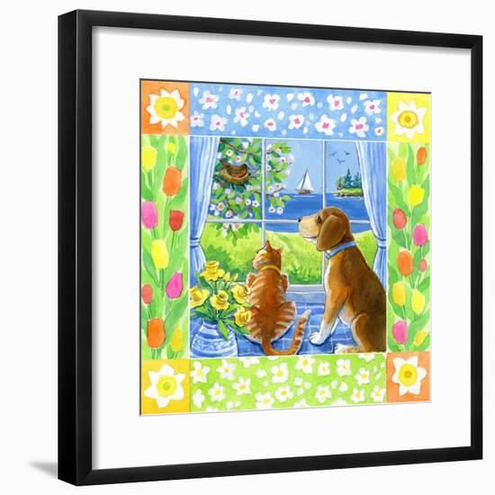 Spring Cat and Dog-Geraldine Aikman-Framed Giclee Print