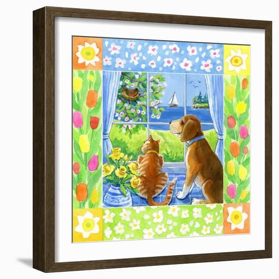 Spring Cat and Dog-Geraldine Aikman-Framed Giclee Print