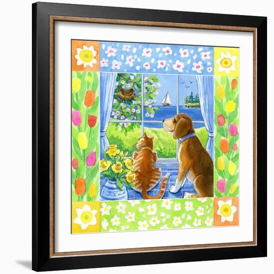 Spring Cat and Dog-Geraldine Aikman-Framed Giclee Print