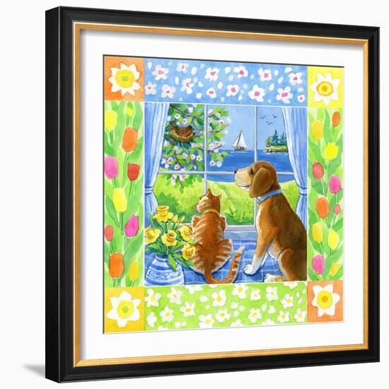 Spring Cat and Dog-Geraldine Aikman-Framed Giclee Print