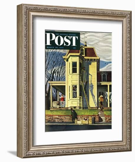 "Spring Cleaning," Saturday Evening Post Cover, March 26, 1949-John Falter-Framed Giclee Print