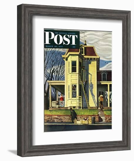 "Spring Cleaning," Saturday Evening Post Cover, March 26, 1949-John Falter-Framed Giclee Print