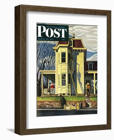 "Spring Cleaning," Saturday Evening Post Cover, March 26, 1949-John Falter-Framed Giclee Print