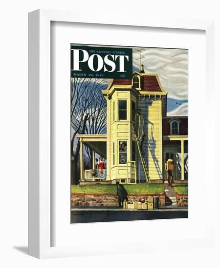 "Spring Cleaning," Saturday Evening Post Cover, March 26, 1949-John Falter-Framed Giclee Print