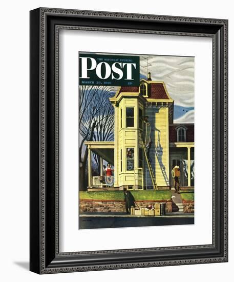 "Spring Cleaning," Saturday Evening Post Cover, March 26, 1949-John Falter-Framed Giclee Print