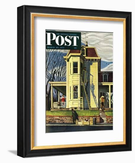 "Spring Cleaning," Saturday Evening Post Cover, March 26, 1949-John Falter-Framed Giclee Print