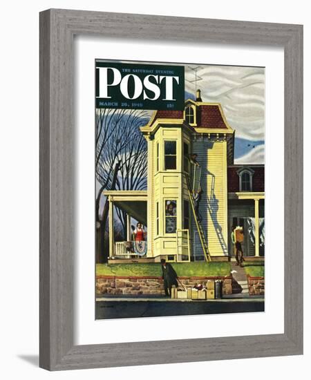 "Spring Cleaning," Saturday Evening Post Cover, March 26, 1949-John Falter-Framed Giclee Print