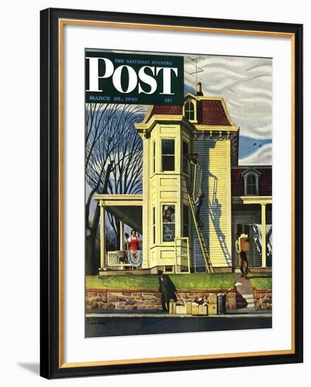 "Spring Cleaning," Saturday Evening Post Cover, March 26, 1949-John Falter-Framed Giclee Print