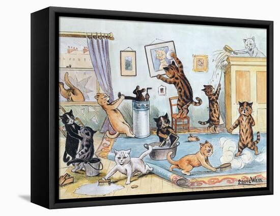 Spring Cleaning-Louis Wain-Framed Premier Image Canvas