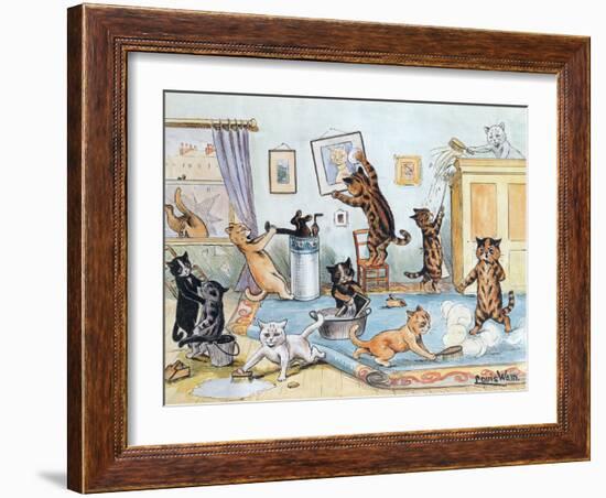 Spring Cleaning-Louis Wain-Framed Giclee Print