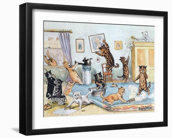 Spring Cleaning-Louis Wain-Framed Giclee Print