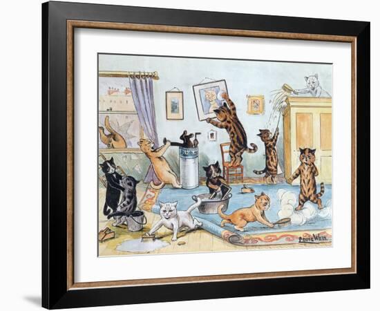 Spring Cleaning-Louis Wain-Framed Giclee Print