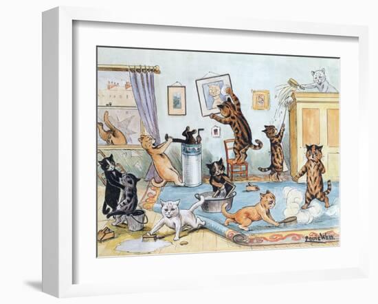 Spring Cleaning-Louis Wain-Framed Giclee Print