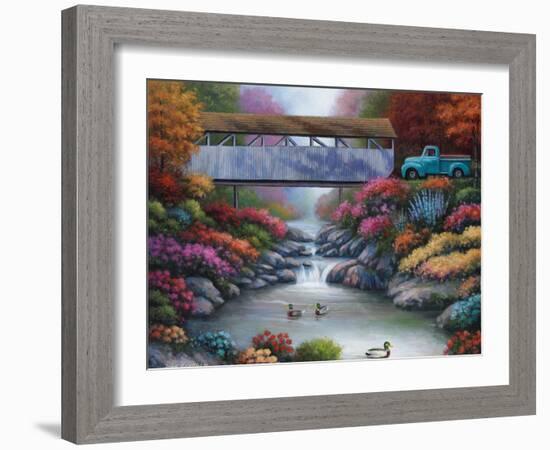 Spring Covered Bridge-John Zaccheo-Framed Giclee Print