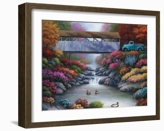 Spring Covered Bridge-John Zaccheo-Framed Giclee Print