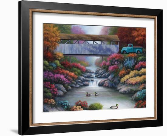 Spring Covered Bridge-John Zaccheo-Framed Giclee Print