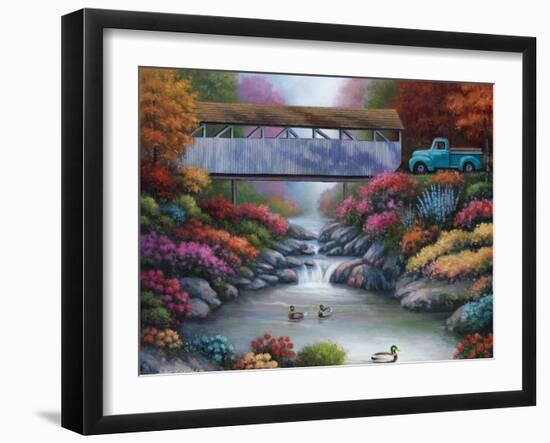 Spring Covered Bridge-John Zaccheo-Framed Giclee Print