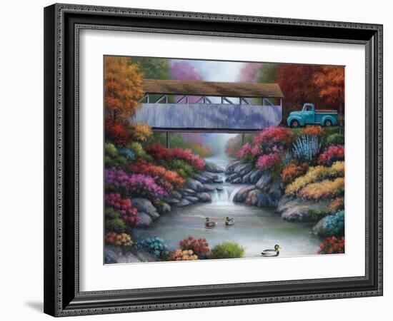 Spring Covered Bridge-John Zaccheo-Framed Giclee Print