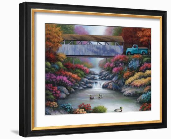 Spring Covered Bridge-John Zaccheo-Framed Giclee Print