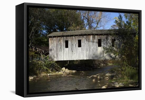 Spring Creek Covered Bridge, State College, Central County, Pennsylvania, United States of America,-Richard Maschmeyer-Framed Premier Image Canvas