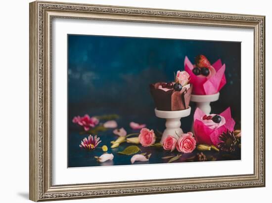 Spring Cupcakes with Roses-Dina Belenko-Framed Photographic Print